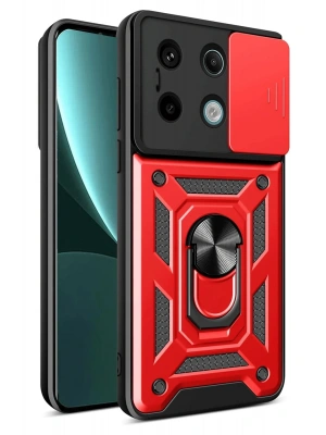 Newface Xiaomi Redmi Note 13 Pro 4G Pars Lens Yüzüklü Silikon - Kırmızı