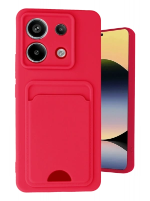 Newface Xiaomi Redmi Note 13 Pro 5G Kılıf Kelvin Kartvizitli Silikon - Kırmızı
