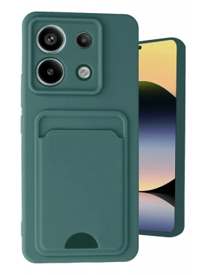Newface Xiaomi Redmi Note 13 Pro 5G Kılıf Kelvin Kartvizitli Silikon - Koyu Yeşil