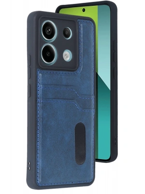 Newface Xiaomi Redmi Note 13 Pro 5G Kılıf Sara Kartvizitli Deri Kılıf - Lacivert