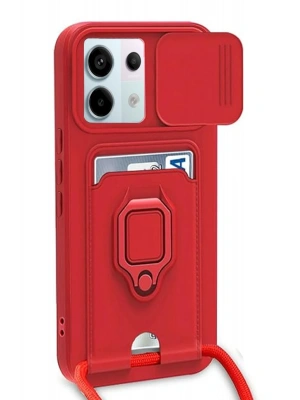 Newface Xiaomi Redmi Note 13 Pro 5G Kılıf Zuma Kartvizitli Yüzüklü Silikon - Kırmızı