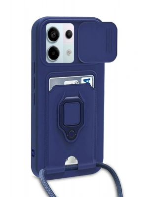 Newface Xiaomi Redmi Note 13 Pro 5G Kılıf Zuma Kartvizitli Yüzüklü Silikon - Lacivert
