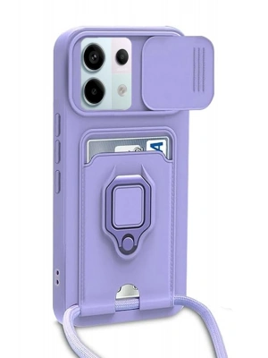 Newface Xiaomi Redmi Note 13 Pro 5G Kılıf Zuma Kartvizitli Yüzüklü Silikon - Lila