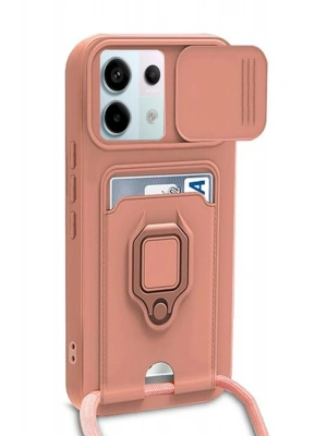 Newface Xiaomi Redmi Note 13 Pro 5G Kılıf Zuma Kartvizitli Yüzüklü Silikon - Pembe