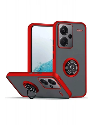 Newface Xiaomi Redmi Note 13 Pro Plus Kılıf Montreal Yüzüklü Silikon Kapak - Kırmızı