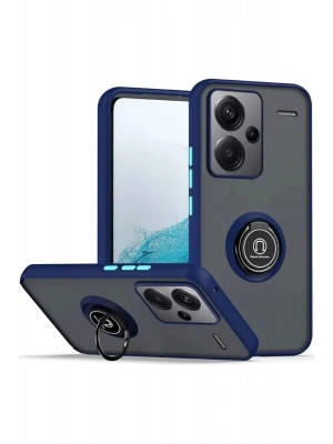 Newface Xiaomi Redmi Note 13 Pro Plus Kılıf Montreal Yüzüklü Silikon Kapak - Lacivert