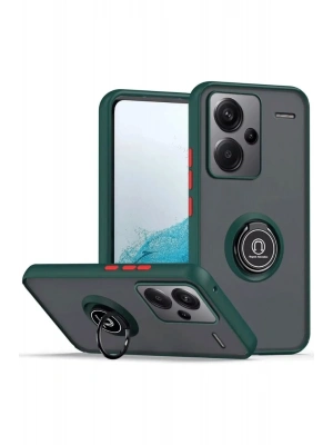 Newface Xiaomi Redmi Note 13 Pro Plus Kılıf Montreal Yüzüklü Silikon Kapak - Yeşil
