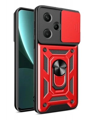 Newface Xiaomi Redmi Note 13 Pro Plus Kılıf Pars Lens Yüzüklü Silikon - Kırmızı