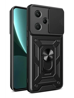 Newface Xiaomi Redmi Note 13 Pro Plus Kılıf Pars Lens Yüzüklü Silikon - Siyah