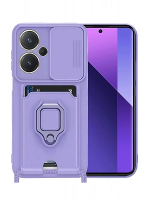Newface Xiaomi Redmi Note 13 Pro Plus Kılıf Zuma Kartvizitli Yüzüklü Silikon - Lila
