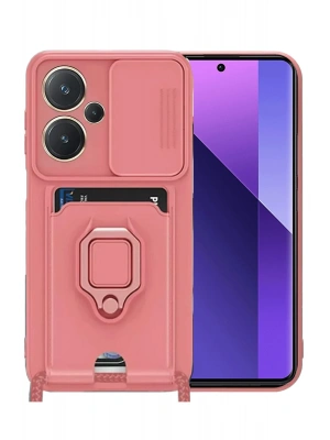 Newface Xiaomi Redmi Note 13 Pro Plus Kılıf Zuma Kartvizitli Yüzüklü Silikon - Pembe