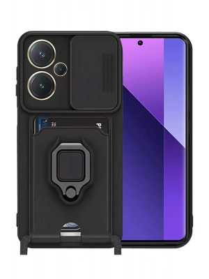 Newface Xiaomi Redmi Note 13 Pro Plus Kılıf Zuma Kartvizitli Yüzüklü Silikon - Siyah