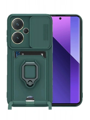 Newface Xiaomi Redmi Note 13 Pro Plus Kılıf Zuma Kartvizitli Yüzüklü Silikon - Yeşil