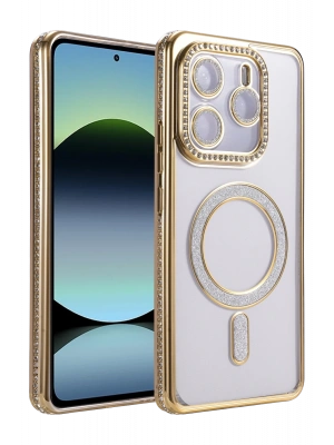 Newface Xiaomi Redmi Note 14 4G Joke Simli Magneticsafe Kılıf - Gold