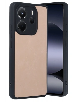 Newface Xiaomi Redmi Note 14 4G Kılıf Aras Deri Kapak - Pudra