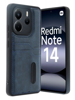 Newface Xiaomi Redmi Note 14 4G Kılıf Sara Kartvizitli Deri Kılıf - Lacivert