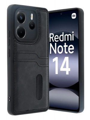 Newface Xiaomi Redmi Note 14 4G Kılıf Sara Kartvizitli Deri Kılıf - Siyah
