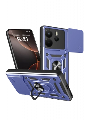 Newface Xiaomi Redmi Note 14 4G Pars Lens Yüzüklü Silikon - Lacivert