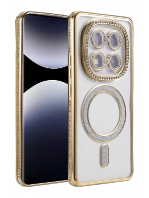 Newface Xiaomi Redmi Note 14 Pro 4G Joke Simli Magneticsafe Kılıf - Gold