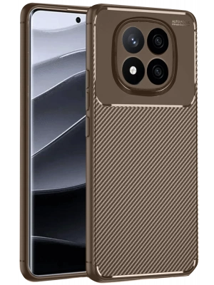 Newface Xiaomi Redmi Note 14 Pro 4G Kılıf Auto Focus Karbon Kapak - Kahverengi