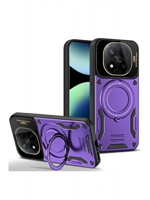 Newface Xiaomi Redmi Note 14 Pro 4G Kılıf Joy Lens Standlı Kapak - Mor