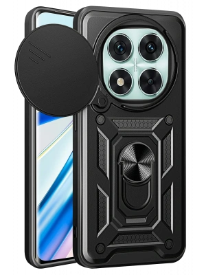 Newface Xiaomi Redmi Note 14 Pro 4G Kılıf Pars Lens Yüzüklü Silikon - Siyah