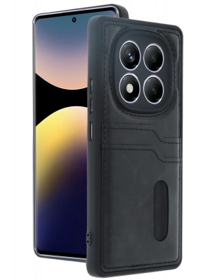 Newface Xiaomi Redmi Note 14 Pro 4G Kılıf Sara Kartvizitli Deri Kılıf - Siyah