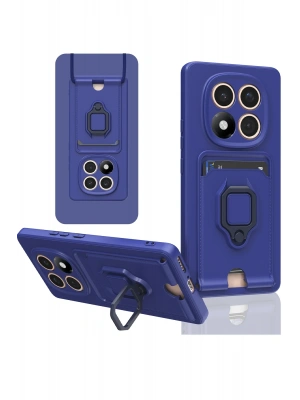 Newface Xiaomi Redmi Note 14 Pro 4G Kılıf Zuma Kartvizitli Yüzüklü Silikon - Lacivert