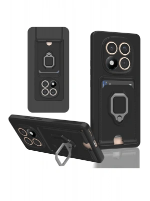 Newface Xiaomi Redmi Note 14 Pro 4G Kılıf Zuma Kartvizitli Yüzüklü Silikon - Siyah