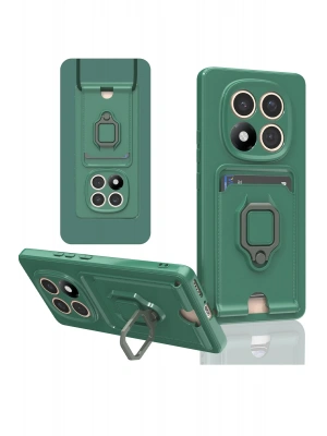 Newface Xiaomi Redmi Note 14 Pro 4G Kılıf Zuma Kartvizitli Yüzüklü Silikon - Yeşil