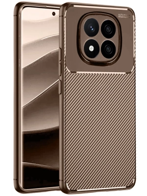 Newface Xiaomi Redmi Note 14 Pro 5G Kılıf Auto Focus Karbon Kapak - Kahverengi