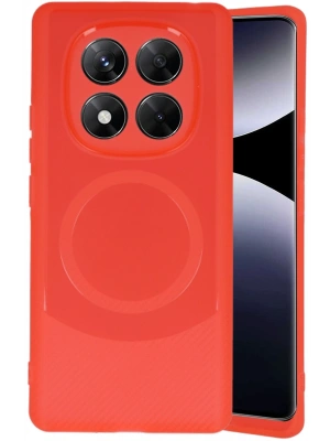 Newface Xiaomi Redmi Note 14 Pro 5G Kılıf Maya Karbon Kapak - Kırmızı