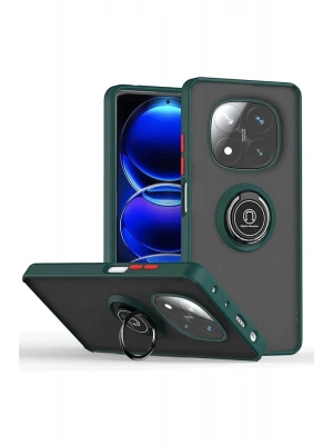 Newface Xiaomi Redmi Note 14 Pro 5G Kılıf Montreal Yüzüklü Silikon Kapak - Yeşil