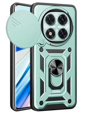 Newface Xiaomi Redmi Note 14 Pro 5G Kılıf Pars Lens Yüzüklü Silikon - Yeşil