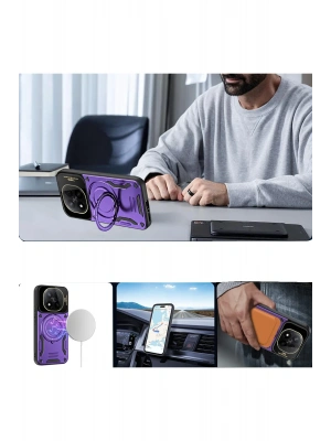 Newface Xiaomi Redmi Note 14 Pro Plus Kılıf Joy Lens Standlı Kapak - Koyu Yeşil
