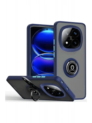 Newface Xiaomi Redmi Note 14 Pro Plus Kılıf Montreal Yüzüklü Silikon Kapak - Lacivert