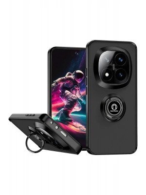 Newface Xiaomi Redmi Note 14 Pro Plus Kılıf Montreal Yüzüklü Silikon Kapak - Siyah