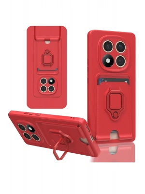 Newface Xiaomi Redmi Note 14 Pro Plus Kılıf Zuma Kartvizitli Yüzüklü Silikon - Kırmızı