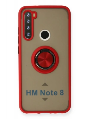 Newface Xiaomi Redmi Note 8 Kılıf Montreal Yüzüklü Silikon Kapak - Kırmızı