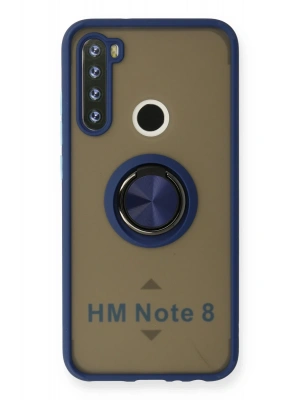 Newface Xiaomi Redmi Note 8 Kılıf Montreal Yüzüklü Silikon Kapak - Lacivert