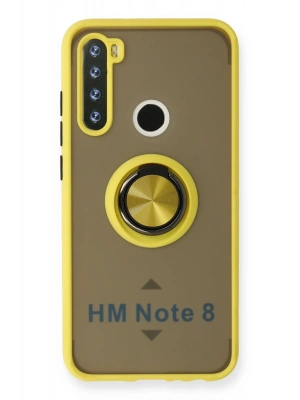 Newface Xiaomi Redmi Note 8 Kılıf Montreal Yüzüklü Silikon Kapak - Sarı