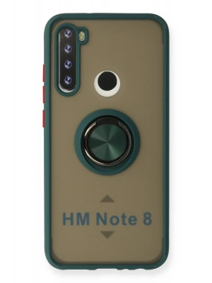 Newface Xiaomi Redmi Note 8 Kılıf Montreal Yüzüklü Silikon Kapak - Yeşil
