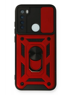 Newface Xiaomi Redmi Note 8 Kılıf Pars Lens Yüzüklü Silikon - Kırmızı