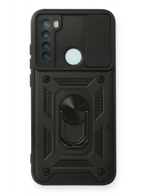 Newface Xiaomi Redmi Note 8 Kılıf Pars Lens Yüzüklü Silikon - Siyah