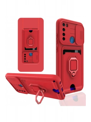 Newface Xiaomi Redmi Note 8 Kılıf Zuma Kartvizitli Yüzüklü Silikon - Kırmızı