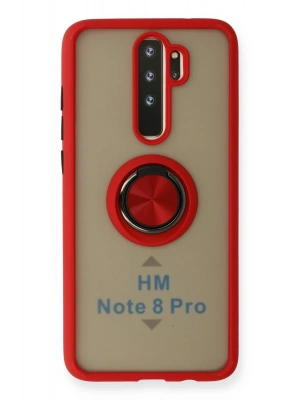 Newface Xiaomi Redmi Note 8 Pro Kılıf Montreal Yüzüklü Silikon Kapak - Kırmızı