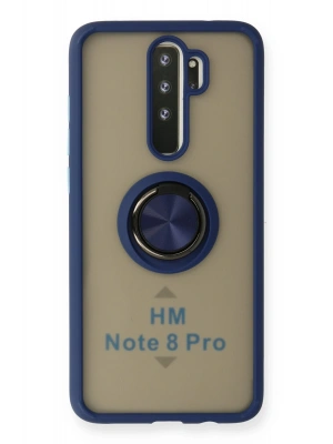 Newface Xiaomi Redmi Note 8 Pro Kılıf Montreal Yüzüklü Silikon Kapak - Lacivert