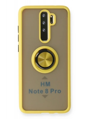 Newface Xiaomi Redmi Note 8 Pro Kılıf Montreal Yüzüklü Silikon Kapak - Sarı