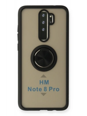 Newface Xiaomi Redmi Note 8 Pro Kılıf Montreal Yüzüklü Silikon Kapak - Siyah