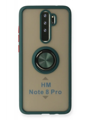 Newface Xiaomi Redmi Note 8 Pro Kılıf Montreal Yüzüklü Silikon Kapak - Yeşil